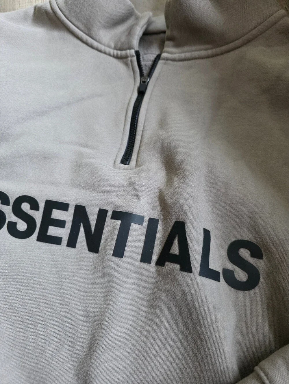 FEAR OF GOD taupeEssentials Men's Zip-Up Sweatshirt Light Gray Y2K Streetwear XL